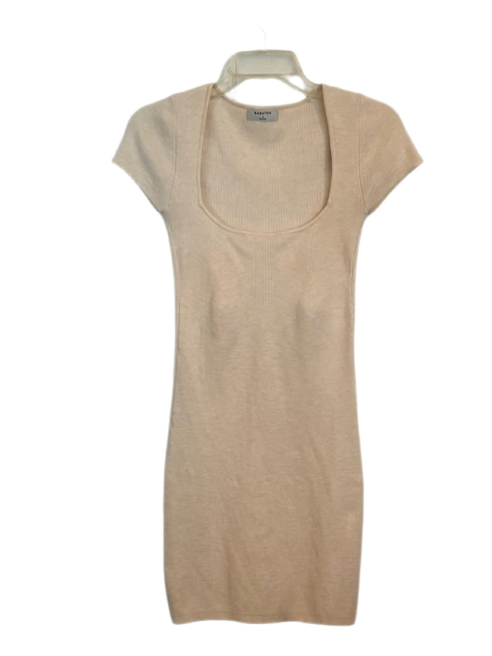 Aritzia Babaton Emerge Knit Mini Dress - Heather Birch Cream - Size S